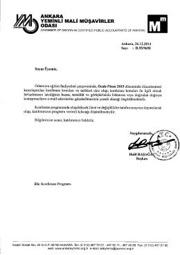 Ocak-Nisan 2015 d&ouml;nemi Konferans Programı hk