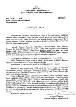 12 Kasım 2014 Tarihli Basın A&ccedil;ıklaması