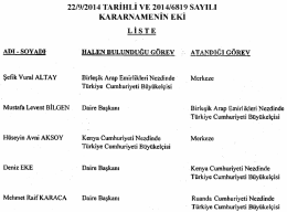 Kararın Eki Liste