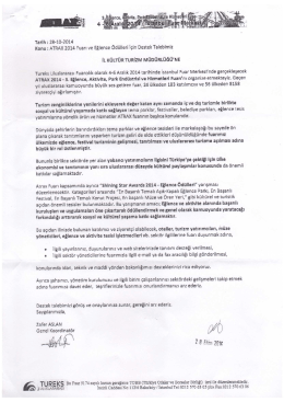 ATRAX 2014 Fuarı ve Eğlence Ödülleri İçin Destek Talebi