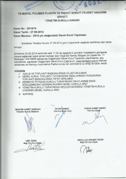 2014 Yılı Olağn&uuml;st&uuml; Genel Kurul Y&ouml;netim Kurulu Kararı - Te