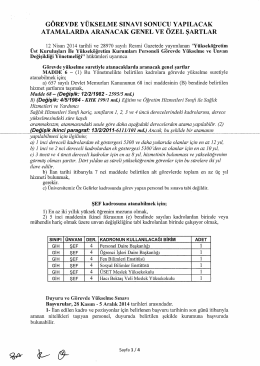 g&ouml;revde y&uuml;kselme sınavı sonucu yapılacak atamalarda aranacak