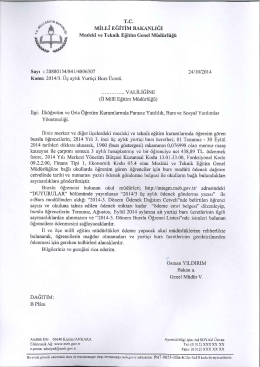 2014/3. &Uuml;&ccedil; Aylık Yurti&ccedil;i Burs &Uuml;creti il ilgili yazı