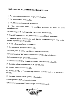HELİCOBACTER PYLoRİ TESTİ TEKNİK ŞARTNAMESİ