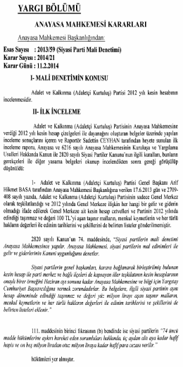 2013/59 (Siyasi Parti Mali Denetimi), K: 2014
