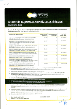 muhtelif taşınmazların özelleştirilmesi hakkında ilan