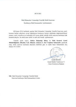 Mali Hizmetler Uzmanlığı Yeterlik S&ouml;zl&uuml; Sınavına Katılmaya Hak
