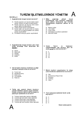 TURİZM İŞLETMELERİNDE YÖNETİM A - vize