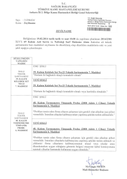 Zeyilname - Ankara 2. B&ouml;lge Kamu Hastaneleri Birliği Genel