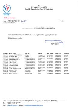 İlimiz İl Ceza Kurulunun 11 Nisan 2014 Tarihi İtibariyle Cezalı