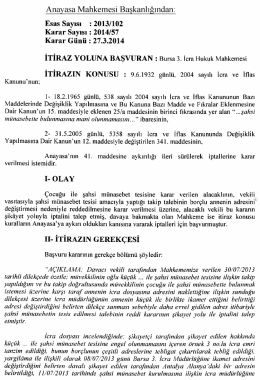 2013/102, K: 2014/57 Sayılı Kararı