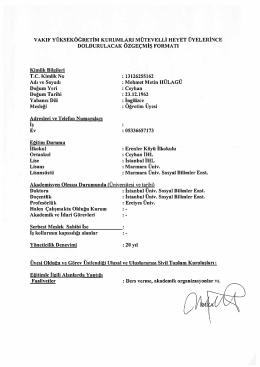 vAKıF Y&Uuml;KSEK&Ouml;ĞRETİM KURUMLfiRı M&Uuml;TıavELLİ HEYET