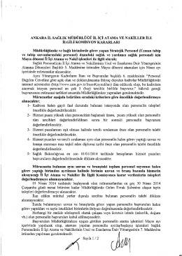 ANKARA İL sAĞLıK M&Uuml;D&Uuml;RL&Uuml;Ğ&Uuml; İL İ&Ccedil;İ ATAMA vE NAKİLLER İLE