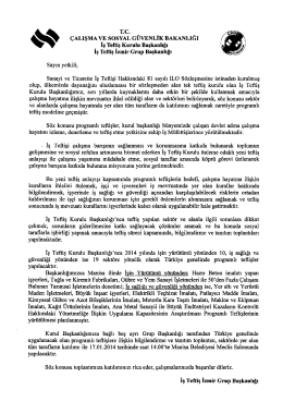 T.C. "` &Ccedil;ALIŞMA VE sosYAL G&Uuml;VENLİK BAKANLIĞI İş Teftiş Kurulu