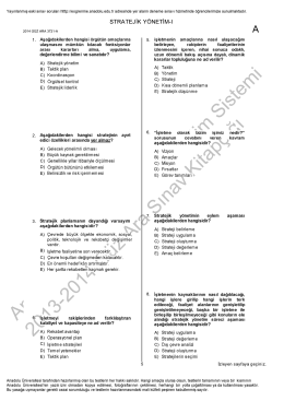 AÖF Stratejik Yönetim 1 | 2014 Ara Sınav İNDİR