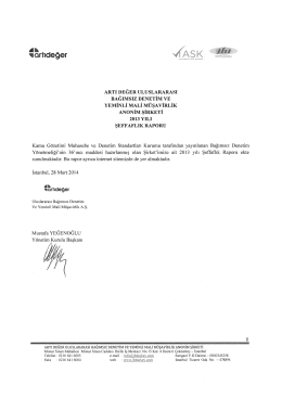 Arti Deger Şeffaflık raporu 2013