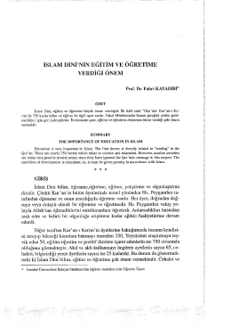 İSLAM DiNiﬁNiN EĞİTİM vE &Ouml;ĞRETİME