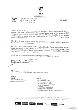 2014-2015 Sezonu B&ouml;lgesel Amat&ouml;r Lige Katılım Genel Esasları