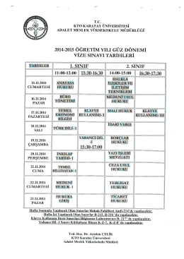 2014-2015 &ouml;ğretim yılı g&uuml;z d&ouml;nemi vize sınavı tarihleri