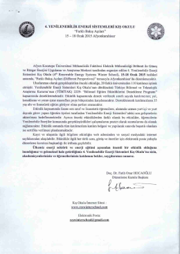 4. YENİLENEBİLİR eNERJi sierMLERİ Kış oKULU