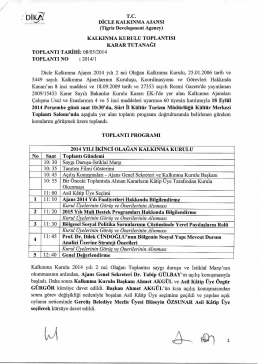 2014 Yılı 2. Kalkınma Kurulu Toplantısı Karar Tutanağı