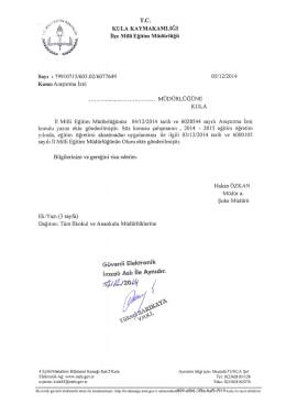 Araştırma İzni (Tüm İlkokul ve Anaokulu Müd.)