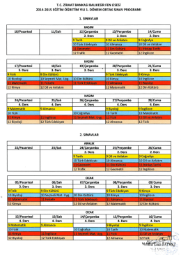 1. D&ouml;nem Ortak Sınav Programı