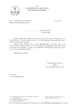 TÜM OKUL MÜDÜRLÜKLERİNİN DİKKATİNE