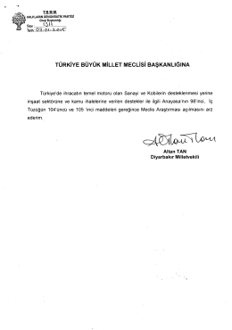 T&Uuml;RKİYE B&Uuml;Y&Uuml;K MİLLET MEcLisi&Aring; BAŞKANLIĞINA