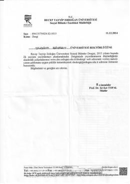 sosyal Bilimler Enstitüsü Müdürlüğü