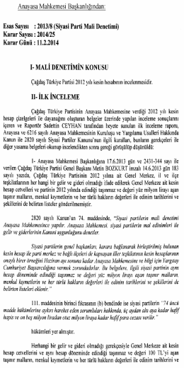 2013/8 (Siyasi Parti Mali Denetimi), K: 2014