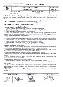S&Uuml;ZGE&Ccedil; ETİKET YAZMA VE YAPIŞTIRMA CİHAZI TEKNİK