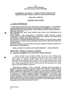 Teknik Şartname - Bartın İl &Ouml;zel İdaresi
