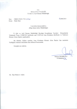 TC. MALATYA vALİLİĞİ İl Afet ve Acil Durum M&uuml;d&uuml;rl&uuml;ğ&uuml;