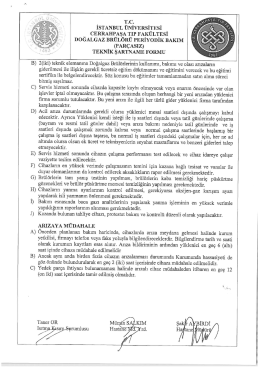 Teknik Şartname - İstanbul &Uuml;niversitesi