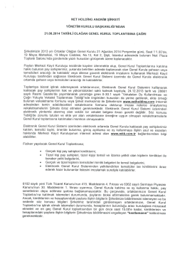 2013 Genel Kurul Bilgileri