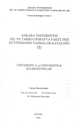 ANKARA &Uuml;NİVERSİTESİ DİL VE TARİH