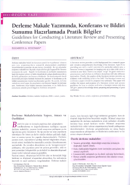Derleme Makale Yazımında, Konferans Ve Bildiri