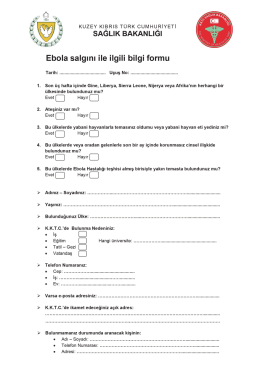 KUZEY KığRıs T&Uuml;RK cUıvıHUvRiYETi SAGLIK BAKANLIGI Ebola