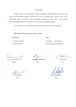 TUTANAK Toprak Gübre ve Su Kaynakları Merkez Araştırma