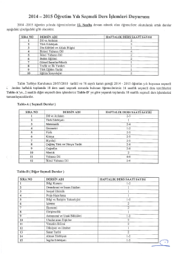2014 - 2015 &Ouml;ğretim Yılında &Ouml;ğrenimine 12. Sınıfta Devam edecek