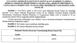 1111 sAYILI ASKERLİK KANıJNUNUN GEÇİCİ 46 Ncı MADnEsİı