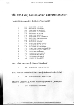Y&Ouml;K 2014 Staj Kontenjanları Başvuru Sonu&ccedil;ları