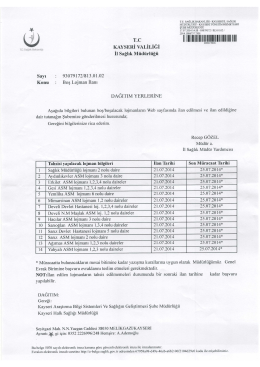 T.C KAYSERİ vALİLİĞİ - Kayseri Halk Sağlığı M&uuml;d&uuml;rl&uuml;ğ&uuml;