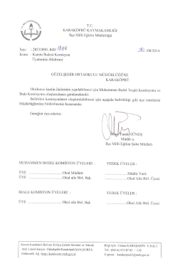 Güzel Şehir Ortaokulu- Kantin İhalesi Komisyon Üyelerinin Bildirimi