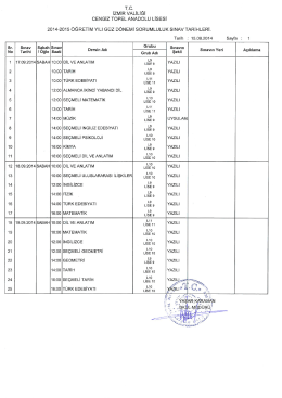 2014-2015 sorumluluk sınavı 1. d&ouml;nem sınav takvimi