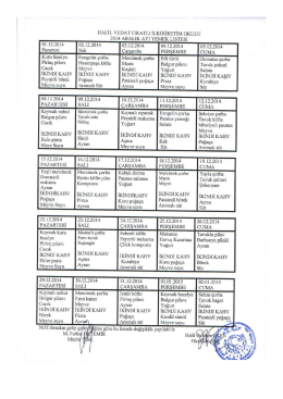 Aralık ayı yemek listesi