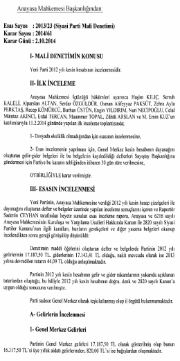 2013/23 (Siyasi Parti Mali Denetimi)