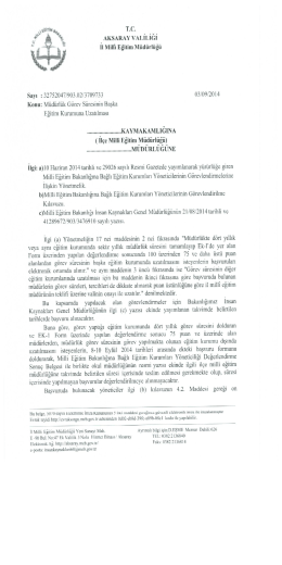 T.C. AKSARAY vALiLiĞi ıı Mim Eğitim M&uuml;d&uuml;rl&uuml;ğ&uuml;