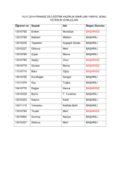 15.01.2014 FRANSIZ DİLİ EĞİTİMİ HAZIRLIK SINIFLARI YARIYIL